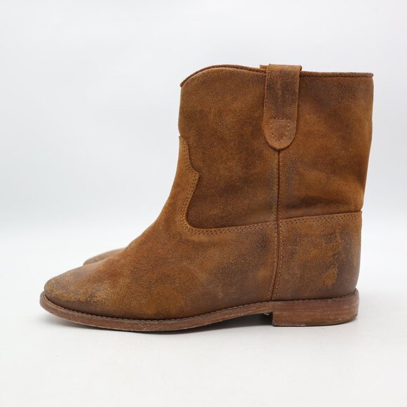 Isabel Marant Ankle Boot Suede Waxed Women's Size EU 39 Cowboy Western Round Toe - Picture 4 of 12